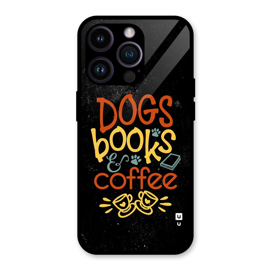Dogs Books Coffee Glass Back Case for iPhone 14 Pro