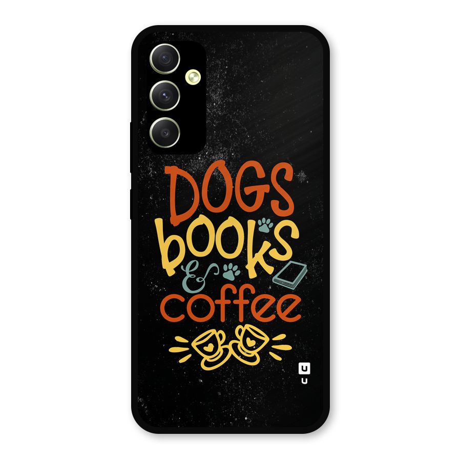 Dogs Books Coffee Metal Back Case for Galaxy A34