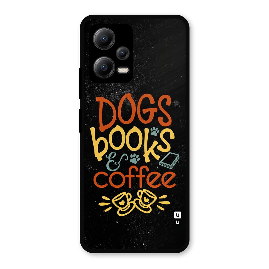 Dogs Books Coffee Metal Back Case for Redmi Note 12 5G
