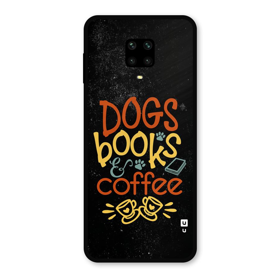 Dogs Books Coffee Metal Back Case for Redmi Note 9 Pro