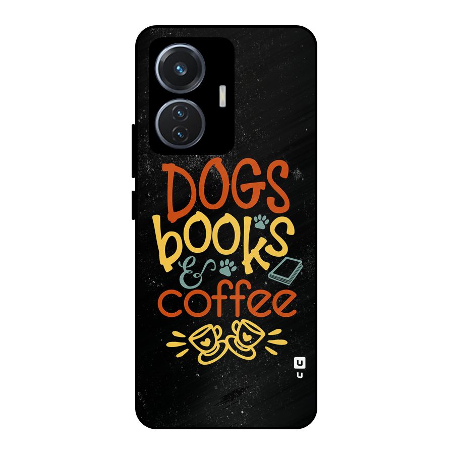 Dogs Books Coffee Metal Back Case for Vivo T1 44W
