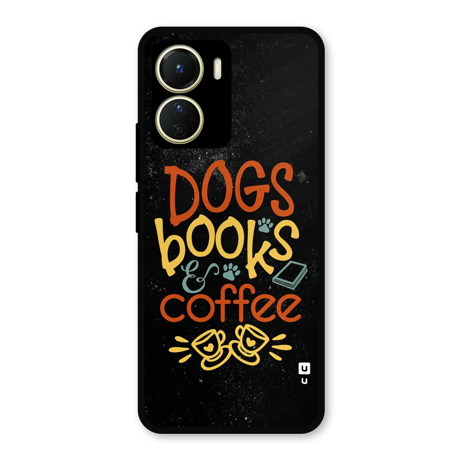 Dogs Books Coffee Metal Back Case for Vivo T2x