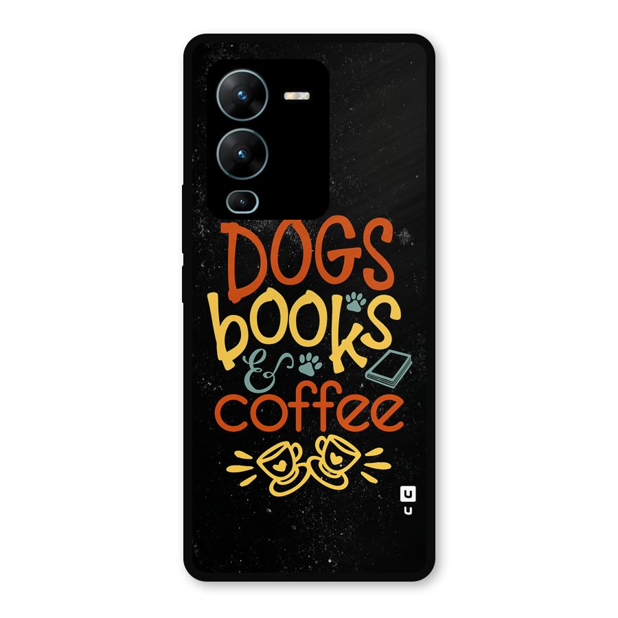 Dogs Books Coffee Metal Back Case for Vivo V25 Pro