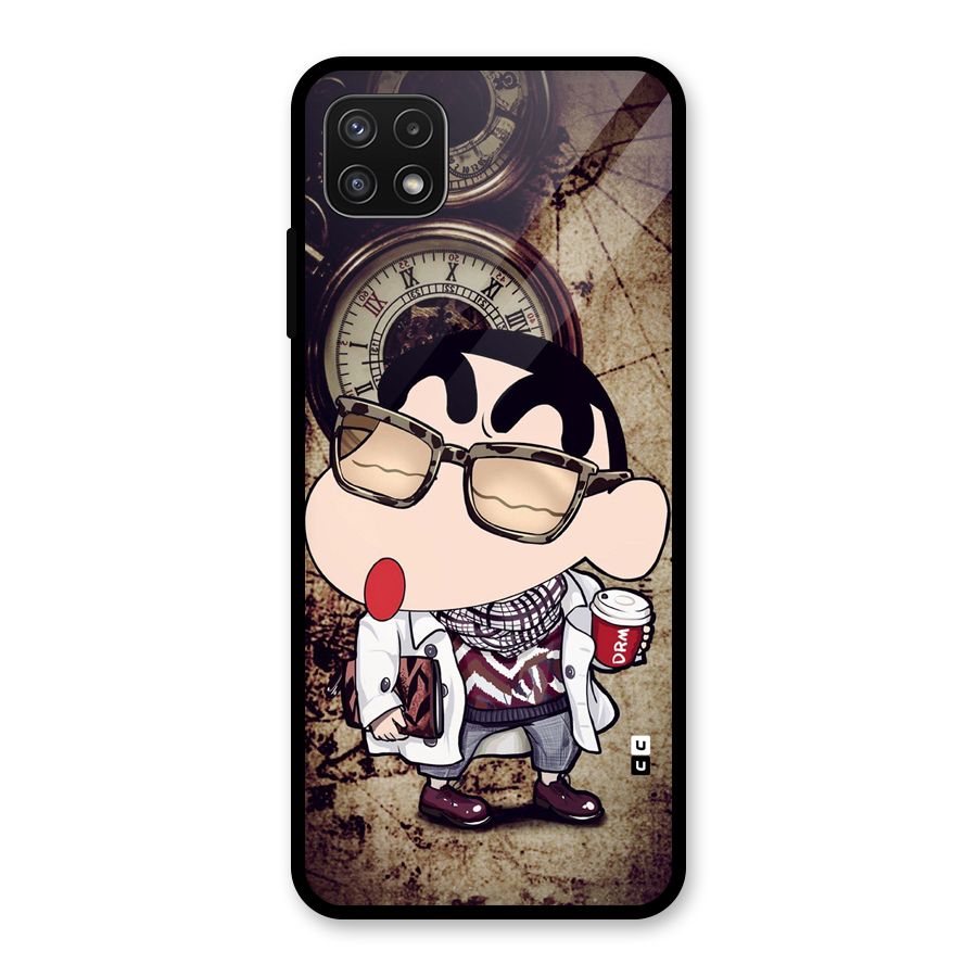 Dope Shinchan Glass Back Case for Galaxy A22 5G