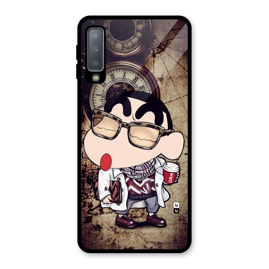 Dope Shinchan Glass Back Case for Galaxy A7 (2018)