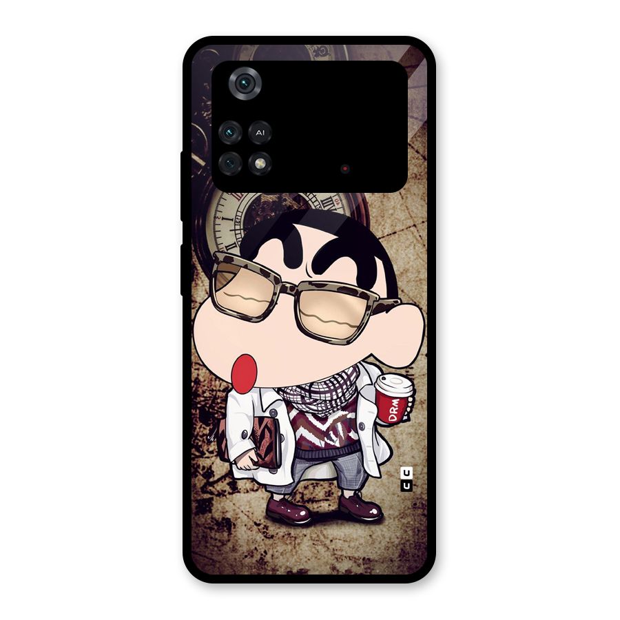 Dope Shinchan Glass Back Case for Poco M4 Pro 4G