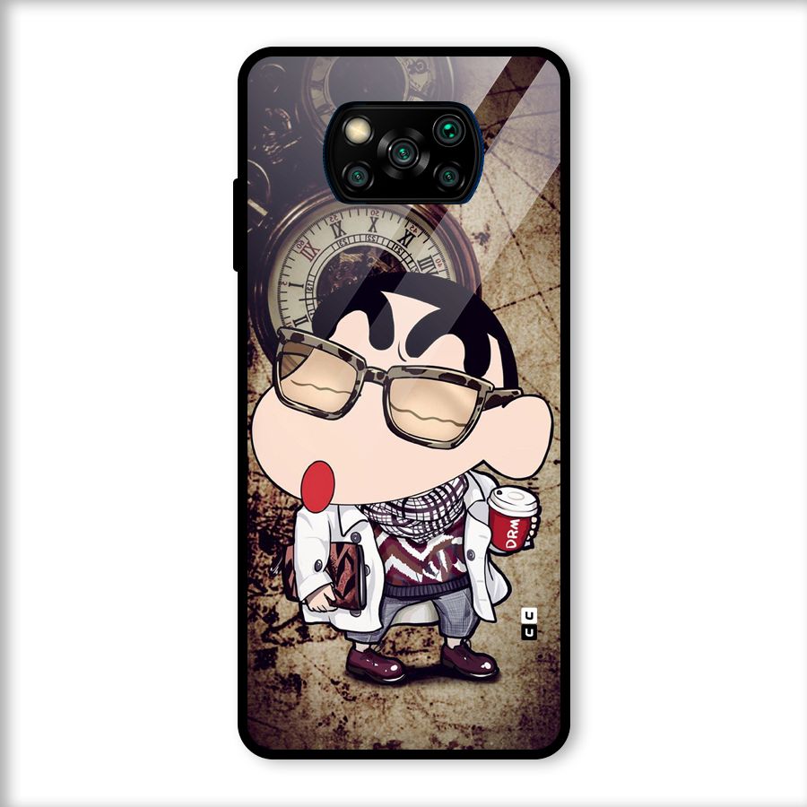 Dope Shinchan Glass Back Case for Poco X3