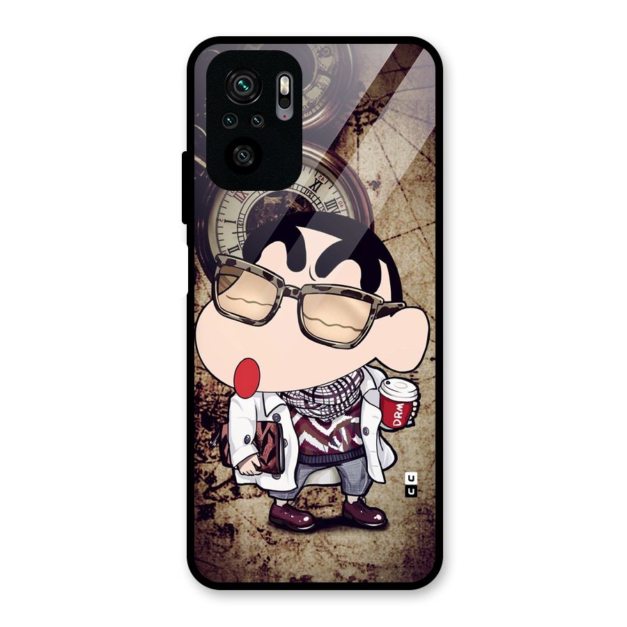 Dope Shinchan Glass Back Case for Redmi Note 10S
