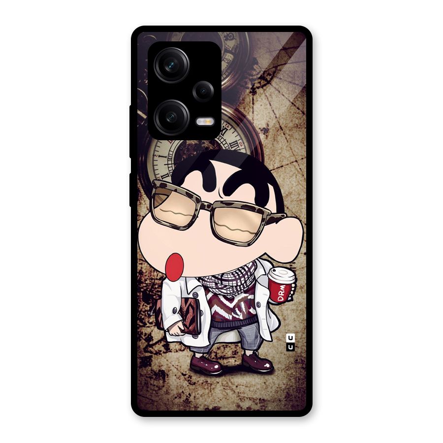 Dope Shinchan Glass Back Case for Redmi Note 12 Pro