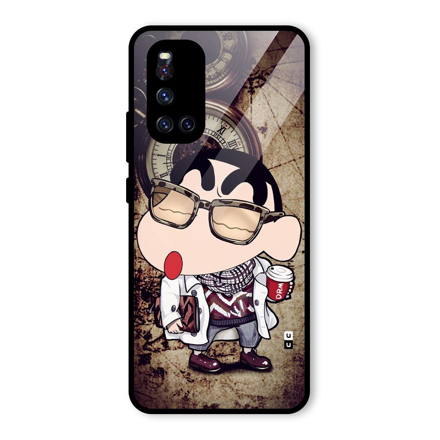 Dope Shinchan Glass Back Case for Vivo V19