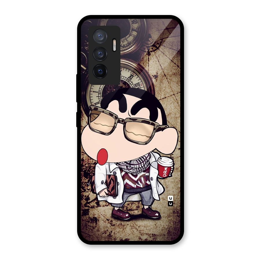 Dope Shinchan Glass Back Case for Vivo V23e