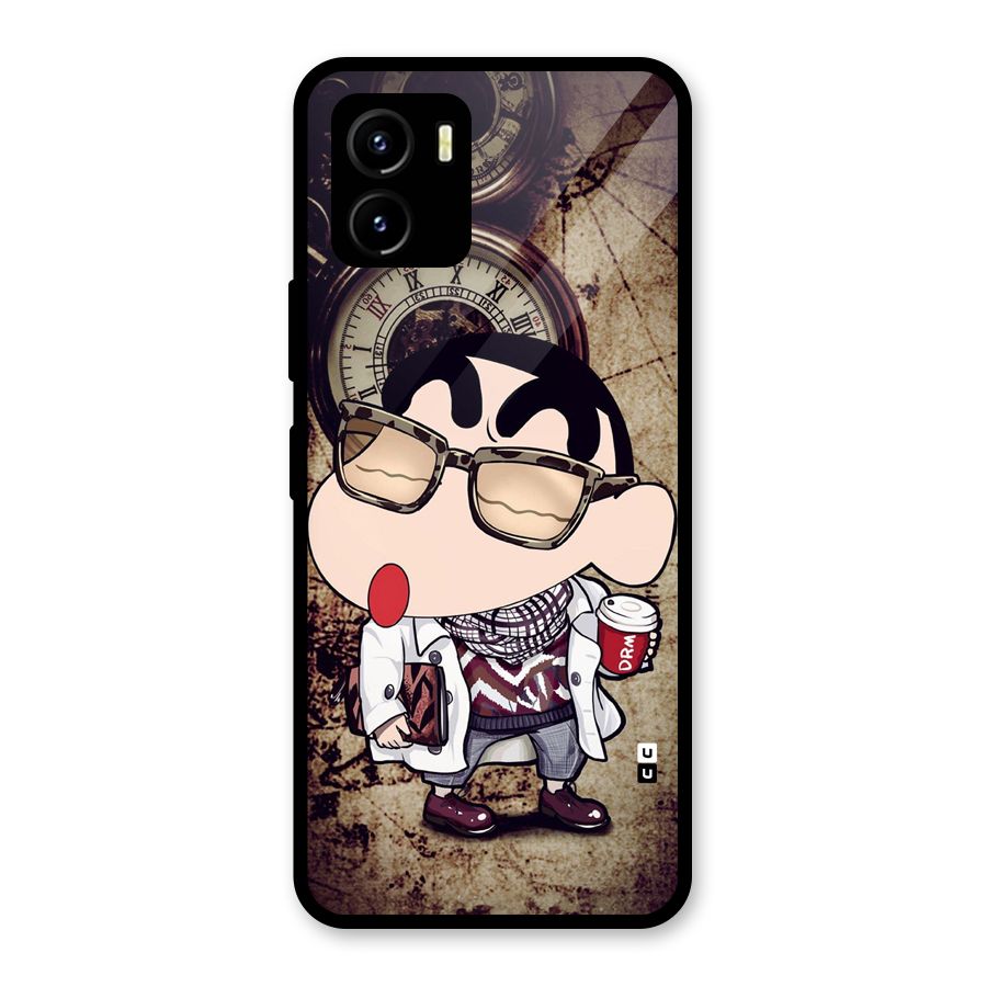 Dope Shinchan Glass Back Case for Vivo Y15s