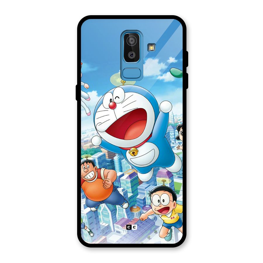 Doremon Flying Glass Back Case for Galaxy J8