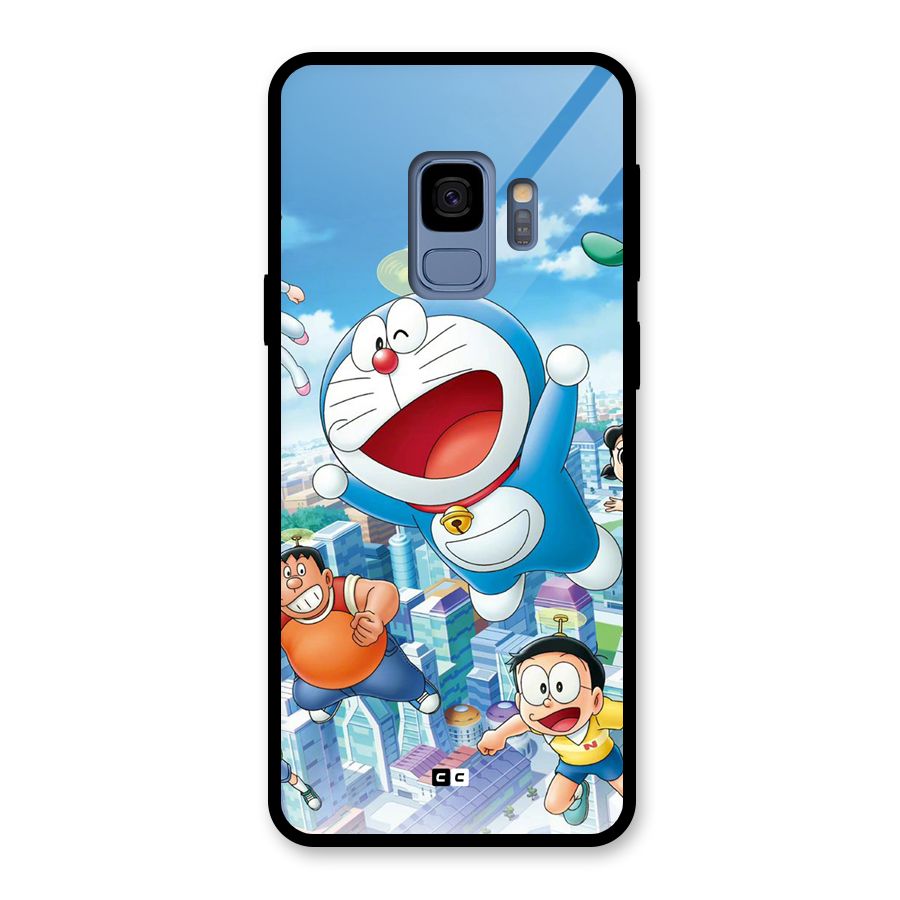 Doremon Flying Glass Back Case for Galaxy S9