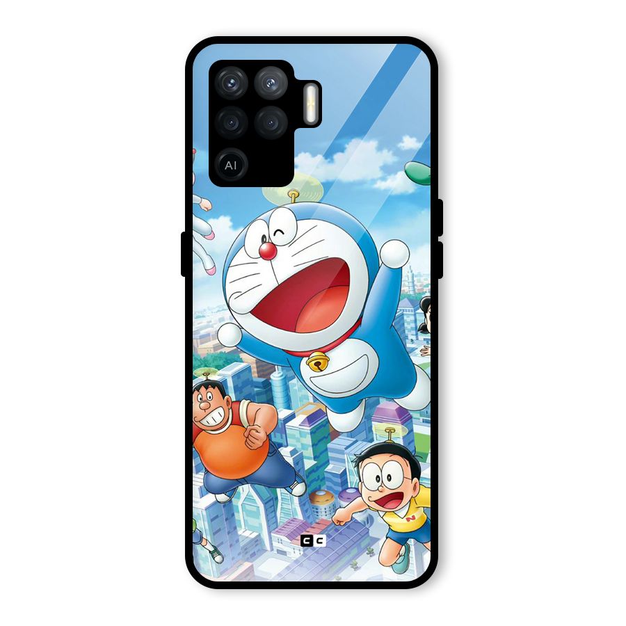 Doremon Flying Glass Back Case for Oppo F19 Pro