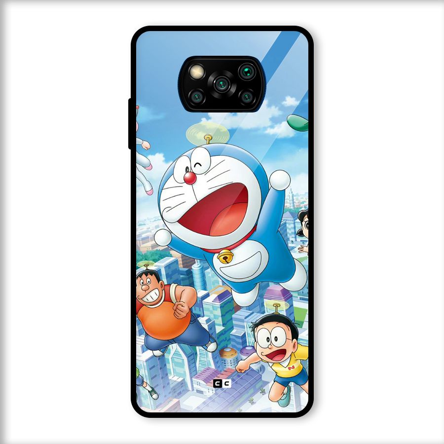 Doremon Flying Glass Back Case for Poco X3