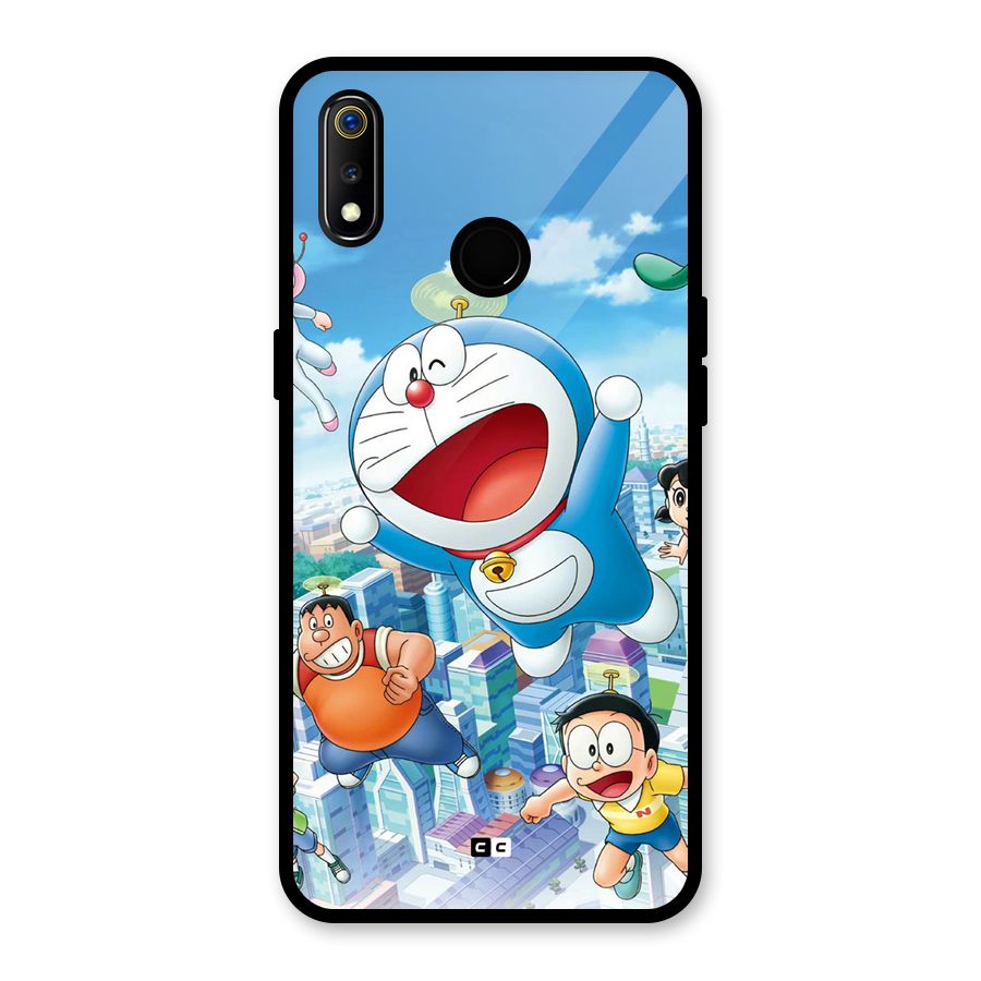 Doremon Flying Glass Back Case for Realme 3i