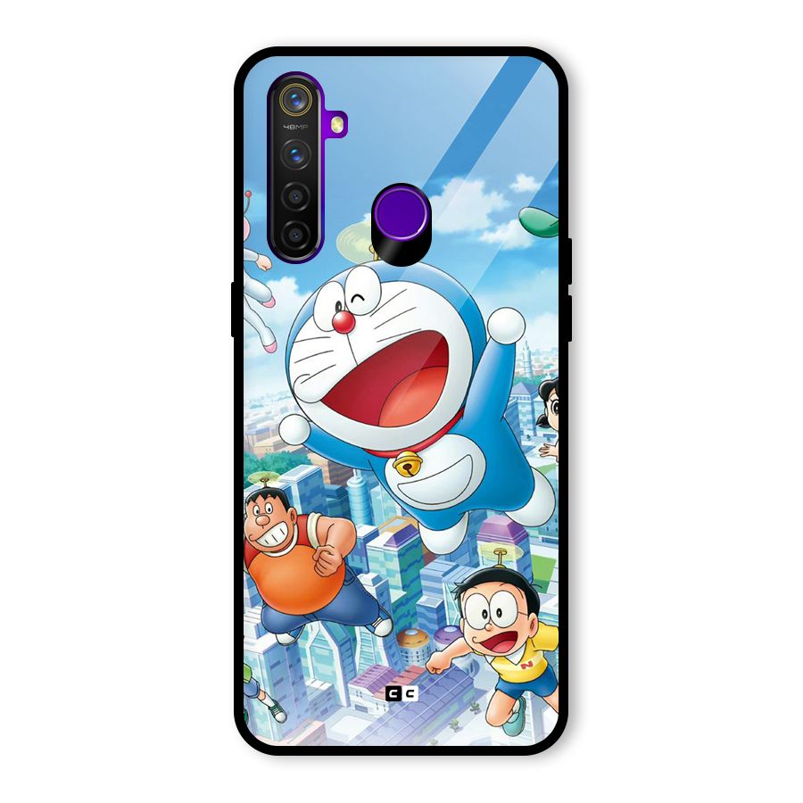 Doremon Flying Glass Back Case for Realme 5 Pro