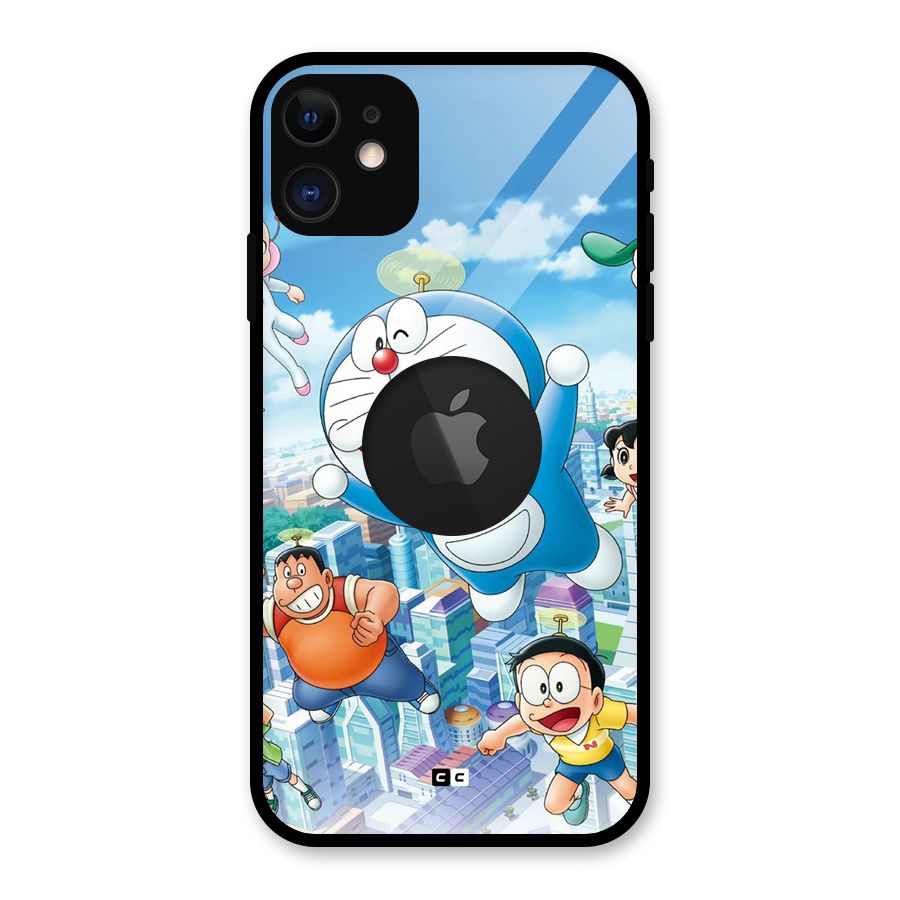 Doremon Flying Glass Back Case for iPhone 11 Logo Cut