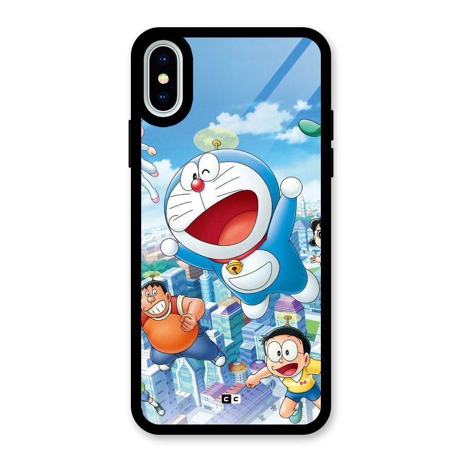 Doremon Flying Glass Back Case for iPhone XS
