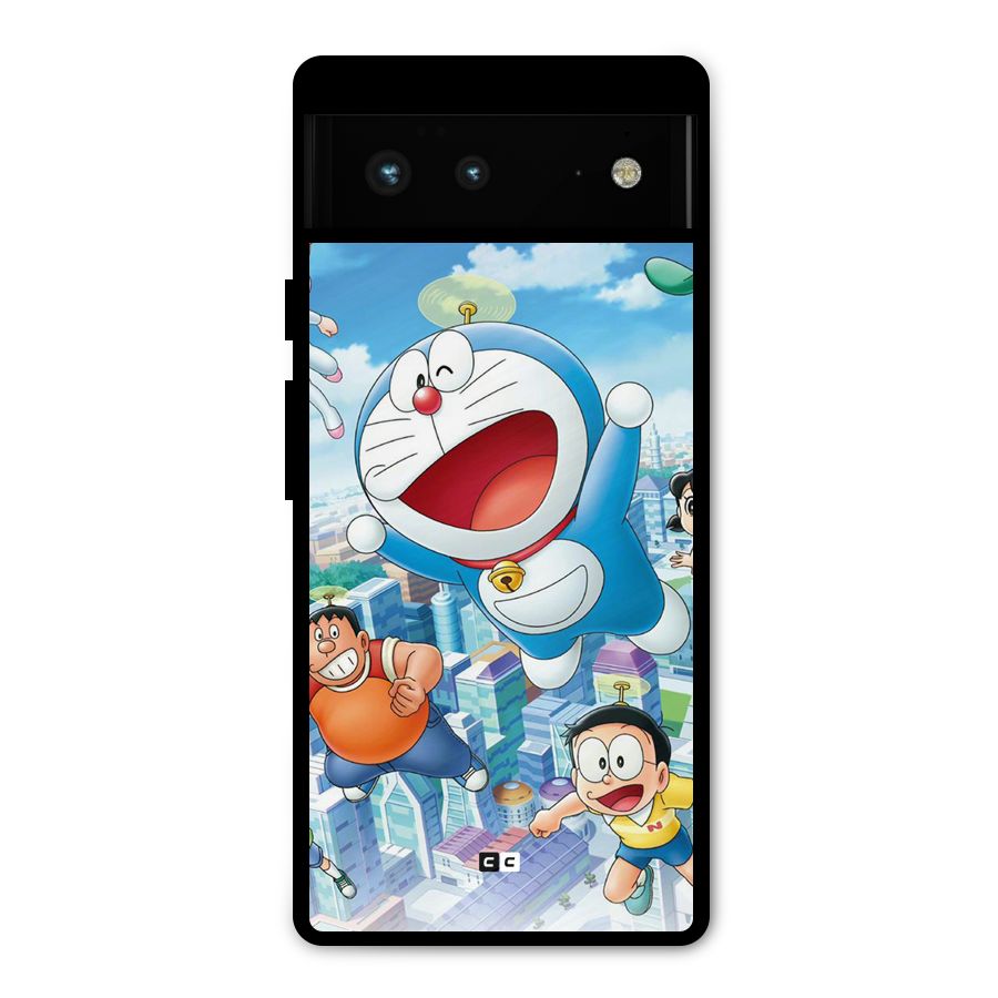 Doremon Flying Metal Back Case for Google Pixel 6