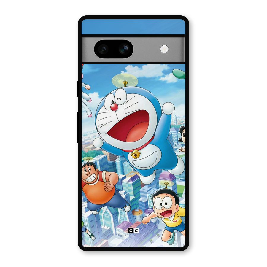Doremon Flying Metal Back Case for Google Pixel 7a