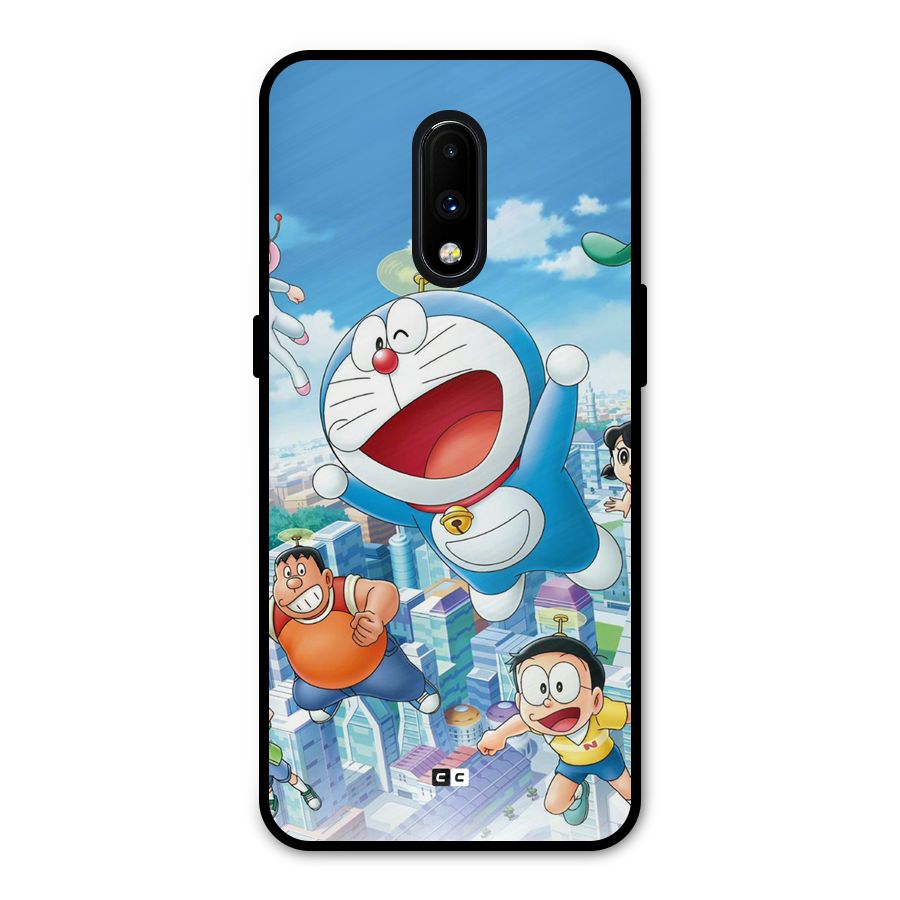 Doremon Flying Metal Back Case for OnePlus 7