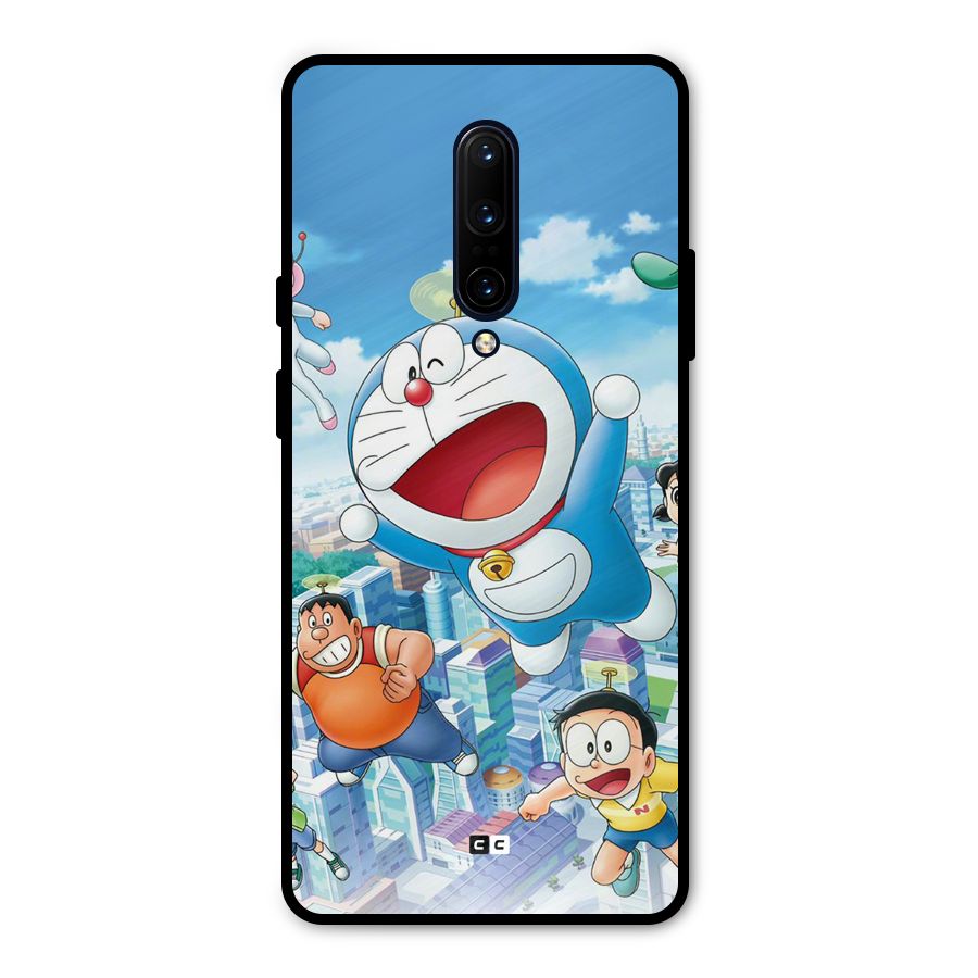 Doremon Flying Metal Back Case for OnePlus 7 Pro