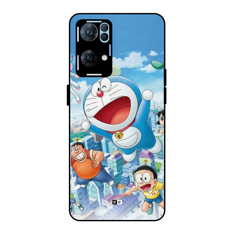 Doremon Flying Metal Back Case for Oppo Reno7 Pro 5G