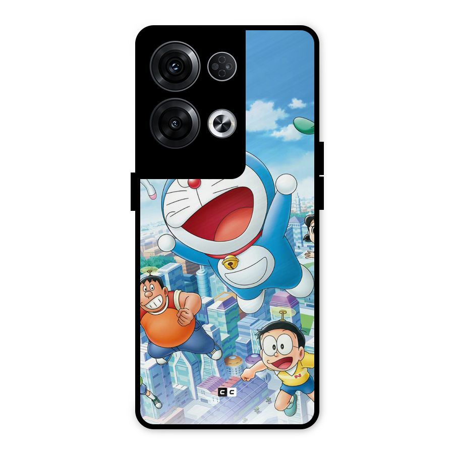 Doremon Flying Metal Back Case for Oppo Reno8 Pro 5G