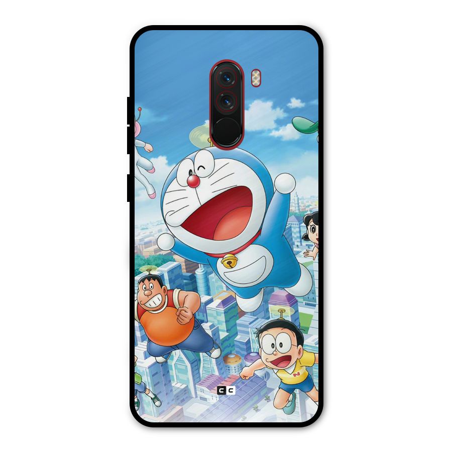 Doremon Flying Metal Back Case for Poco F1