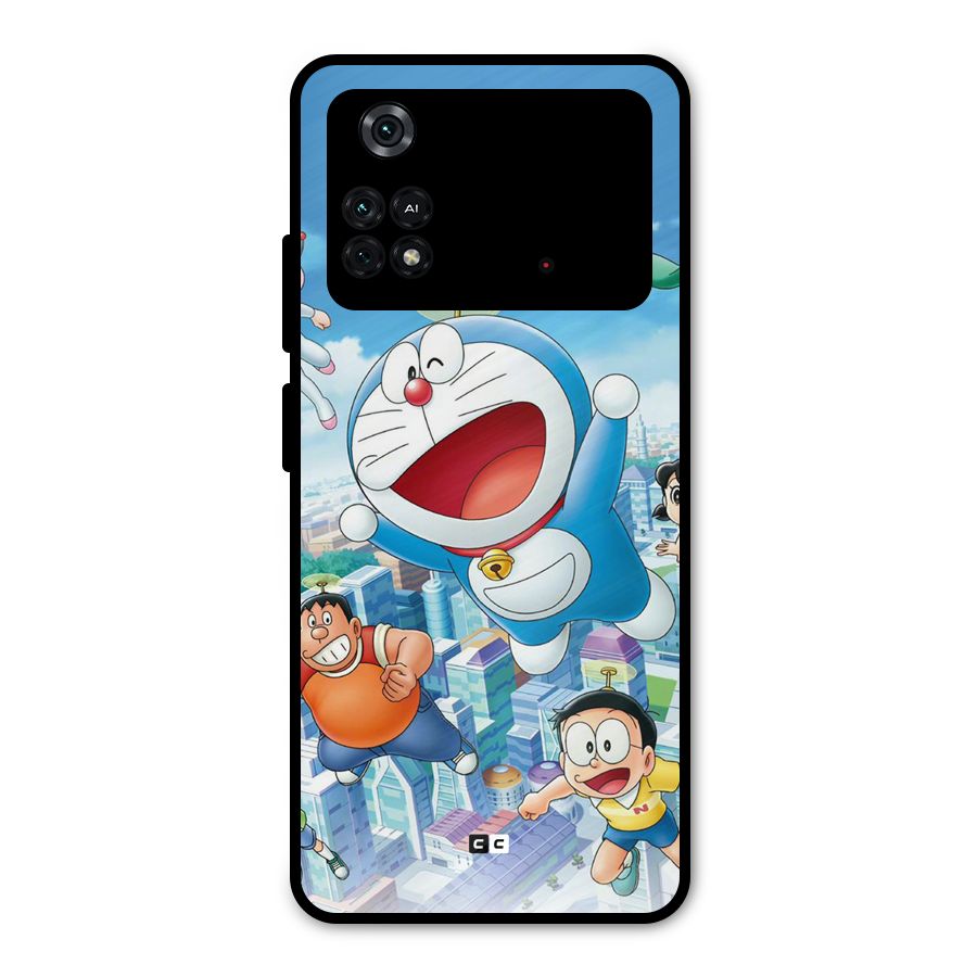 Doremon Flying Metal Back Case for Poco M4 Pro 4G
