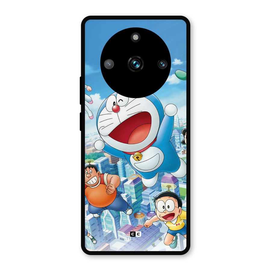 Doremon Flying Metal Back Case for Realme 11 Pro Plus