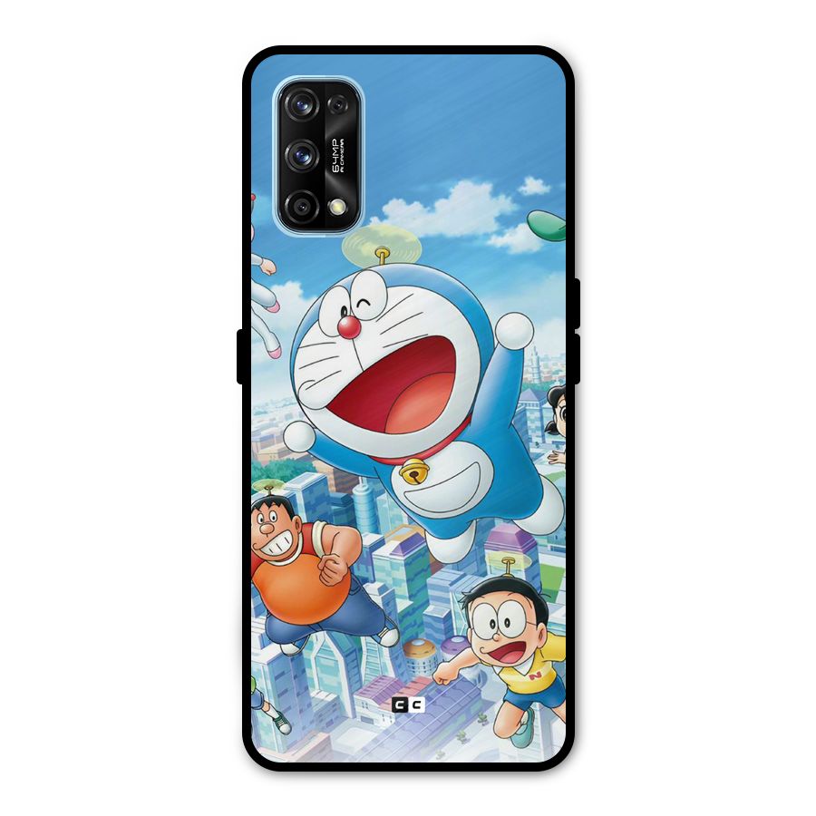 Doremon Flying Metal Back Case for Realme 7 Pro