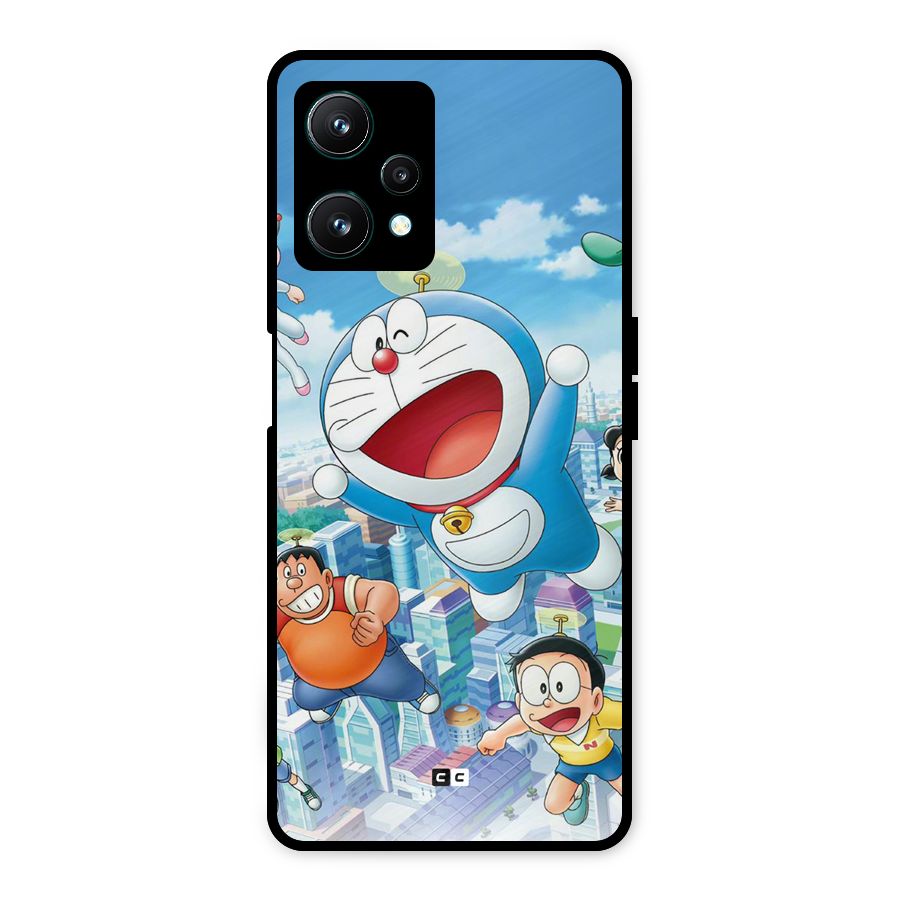 Doremon Flying Metal Back Case for Realme 9 Pro 5G