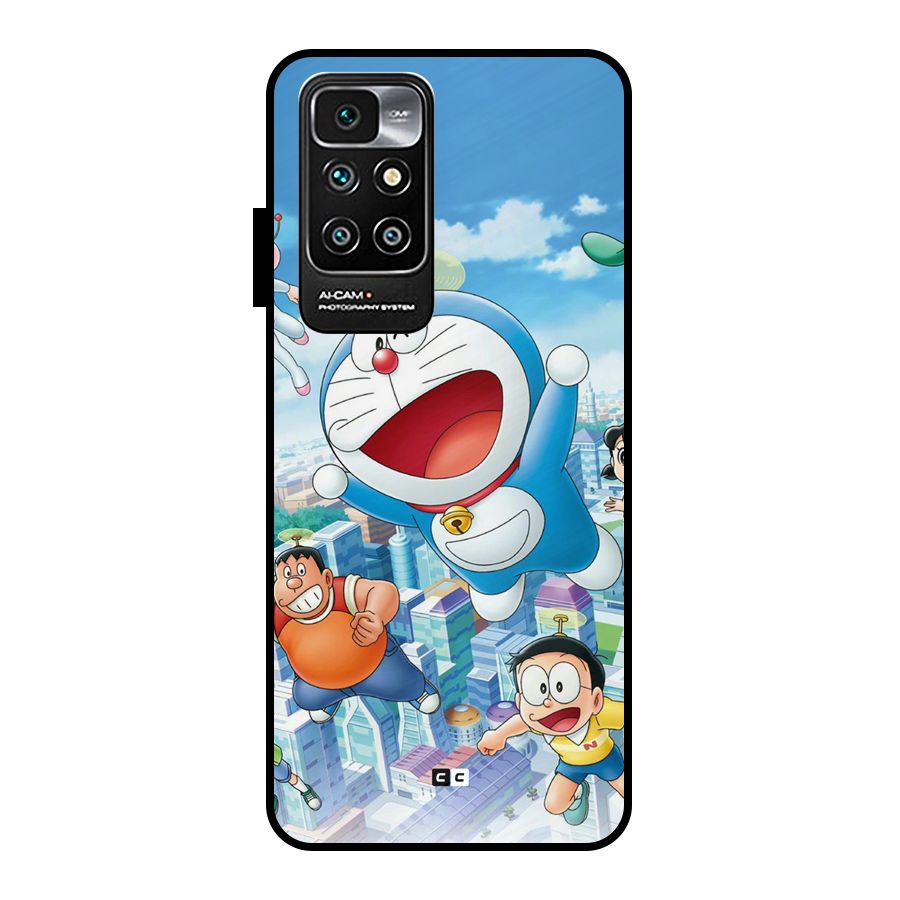 Doremon Flying Metal Back Case for Redmi 10 Prime