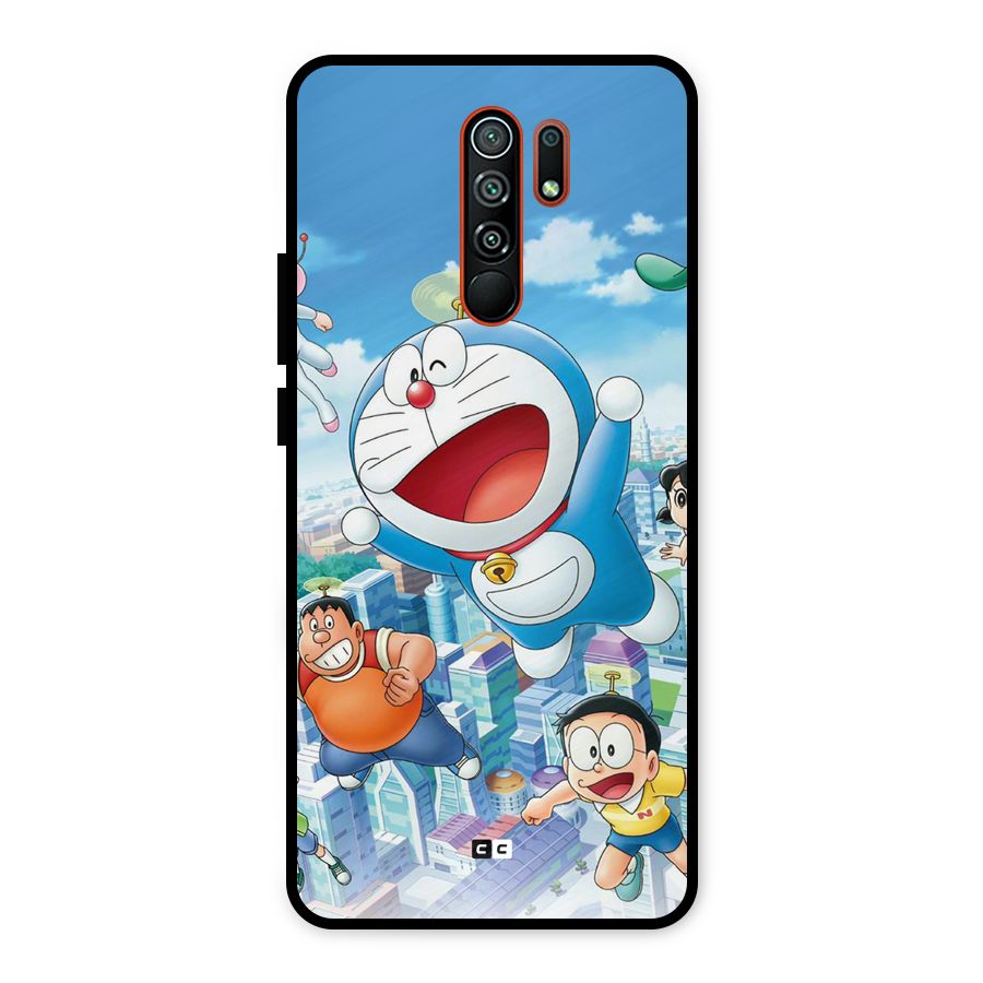 Doremon Flying Metal Back Case for Redmi 9 Prime