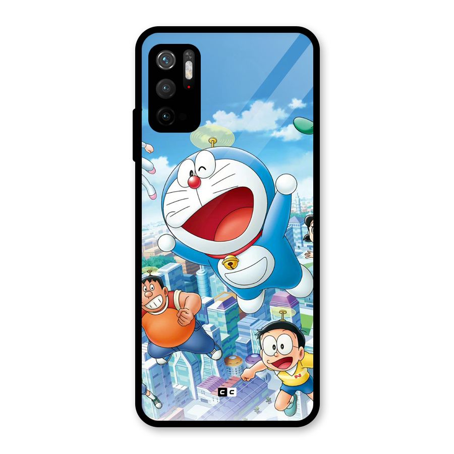 Doremon Flying Metal Back Case for Redmi Note 10T 5G