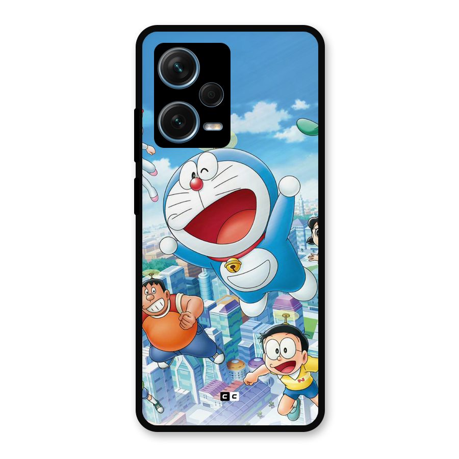 Doremon Flying Metal Back Case for Redmi Note 12 Pro Plus 5G