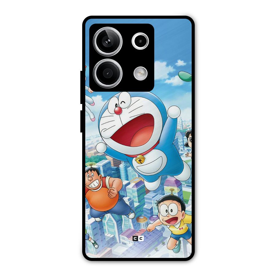 Doremon Flying Metal Back Case for Redmi Note 13 5G