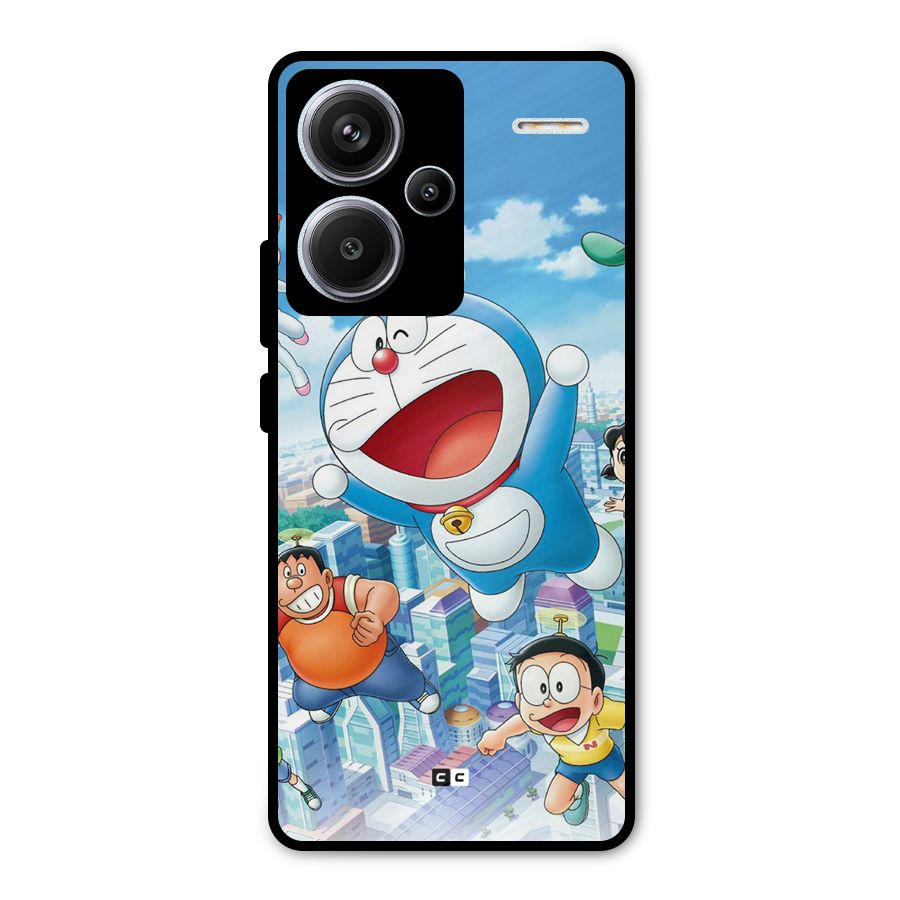 Doremon Flying Metal Back Case for Redmi Note 13 Pro Plus