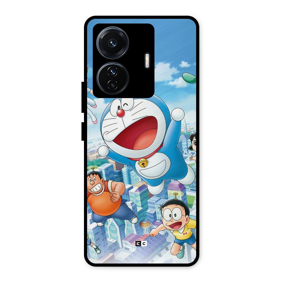 Doremon Flying Metal Back Case for Vivo T1 Pro