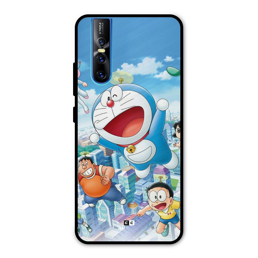 Doremon Flying Metal Back Case for Vivo V15 Pro