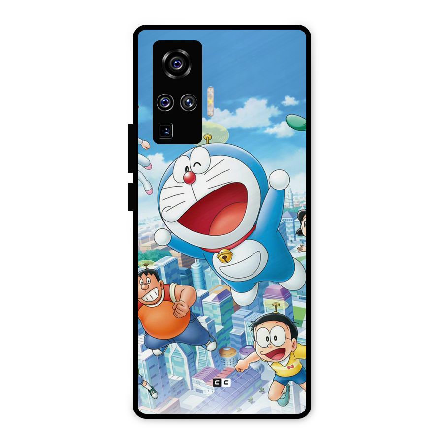 Doremon Flying Metal Back Case for Vivo X50 Pro