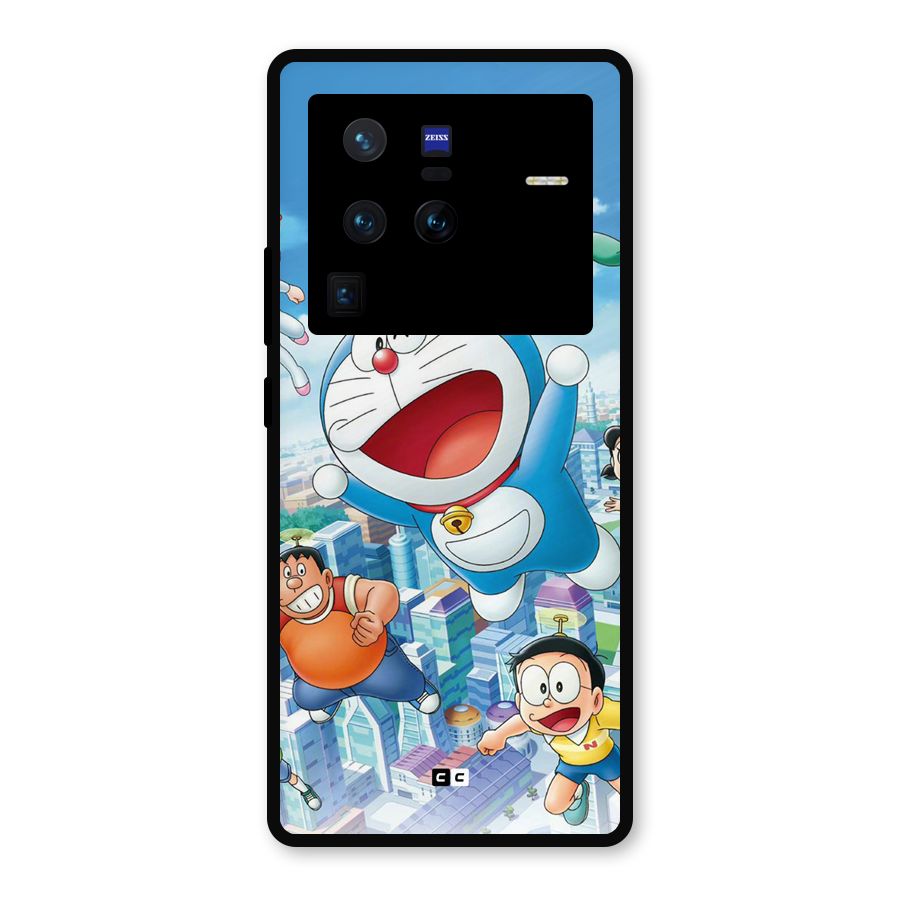 Doremon Flying Metal Back Case for Vivo X80 Pro