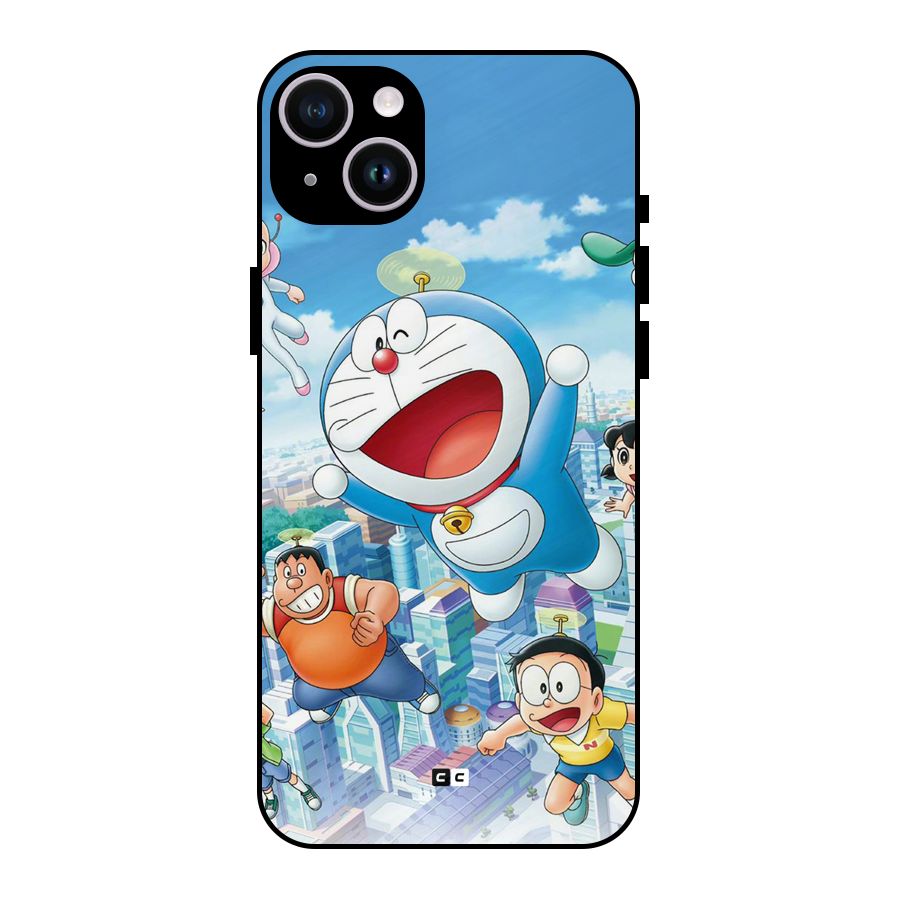Doremon Flying Metal Back Case for iPhone 14 Plus