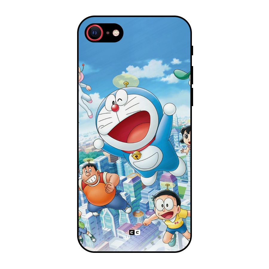 Doremon Flying Metal Back Case for iPhone 8