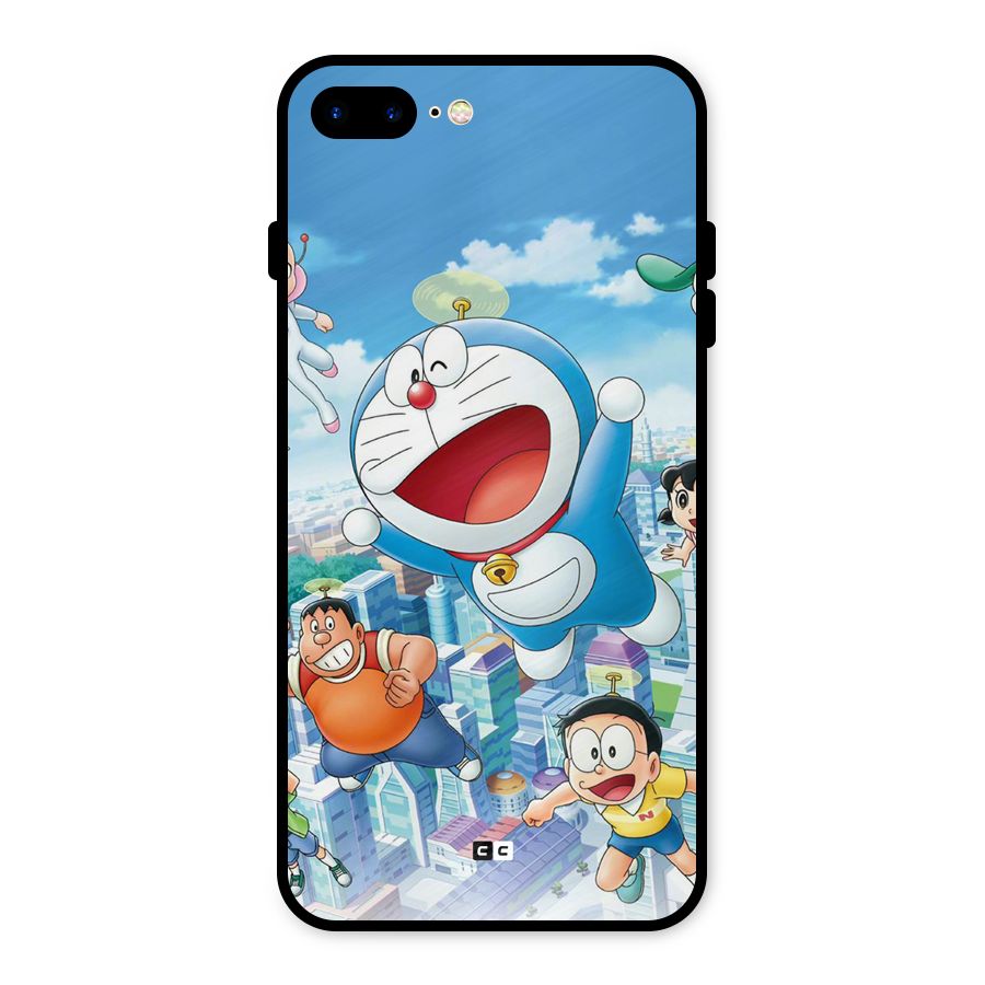 Doremon Flying Metal Back Case for iPhone 8 Plus