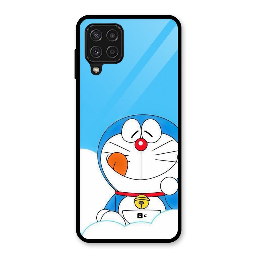 Doremon On Clouds Glass Back Case for Galaxy A22 4G