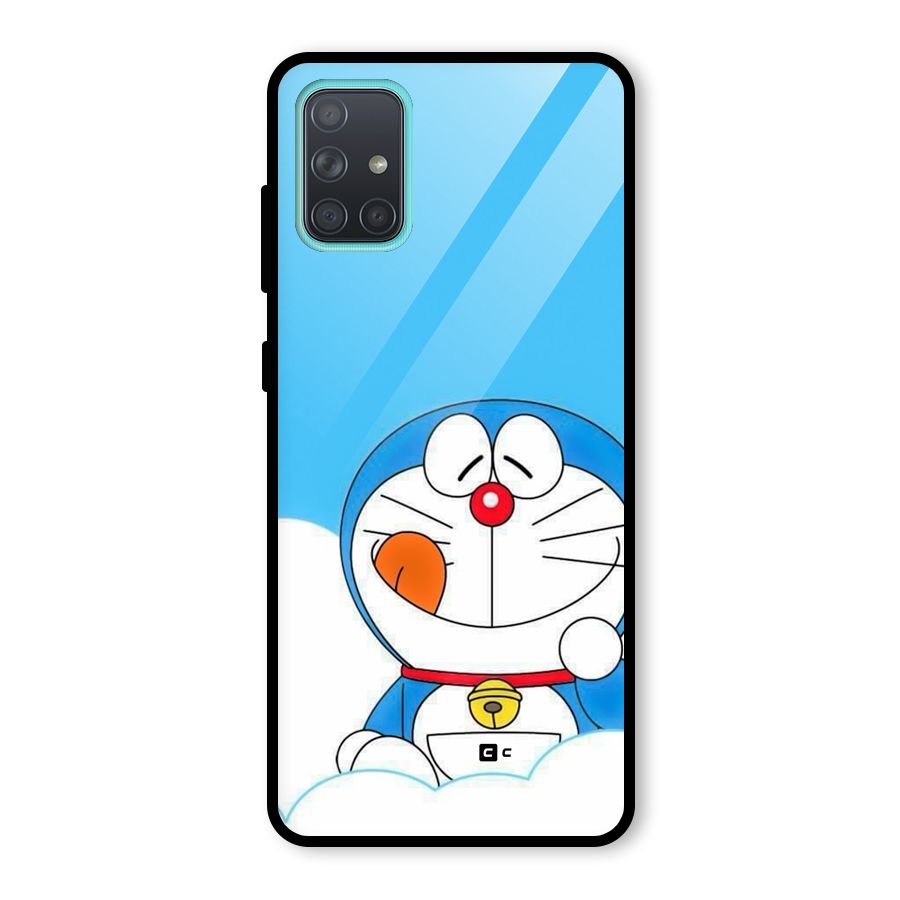 Doremon On Clouds Glass Back Case for Galaxy A71